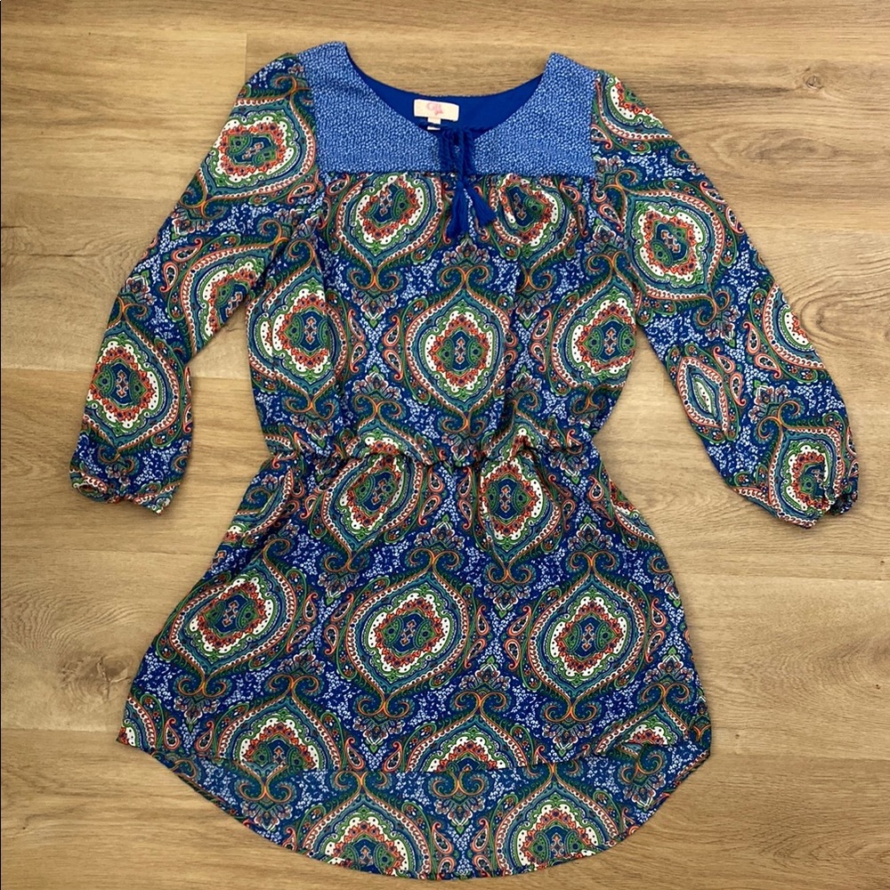 GB Girls Blue and Green Paisley Dress